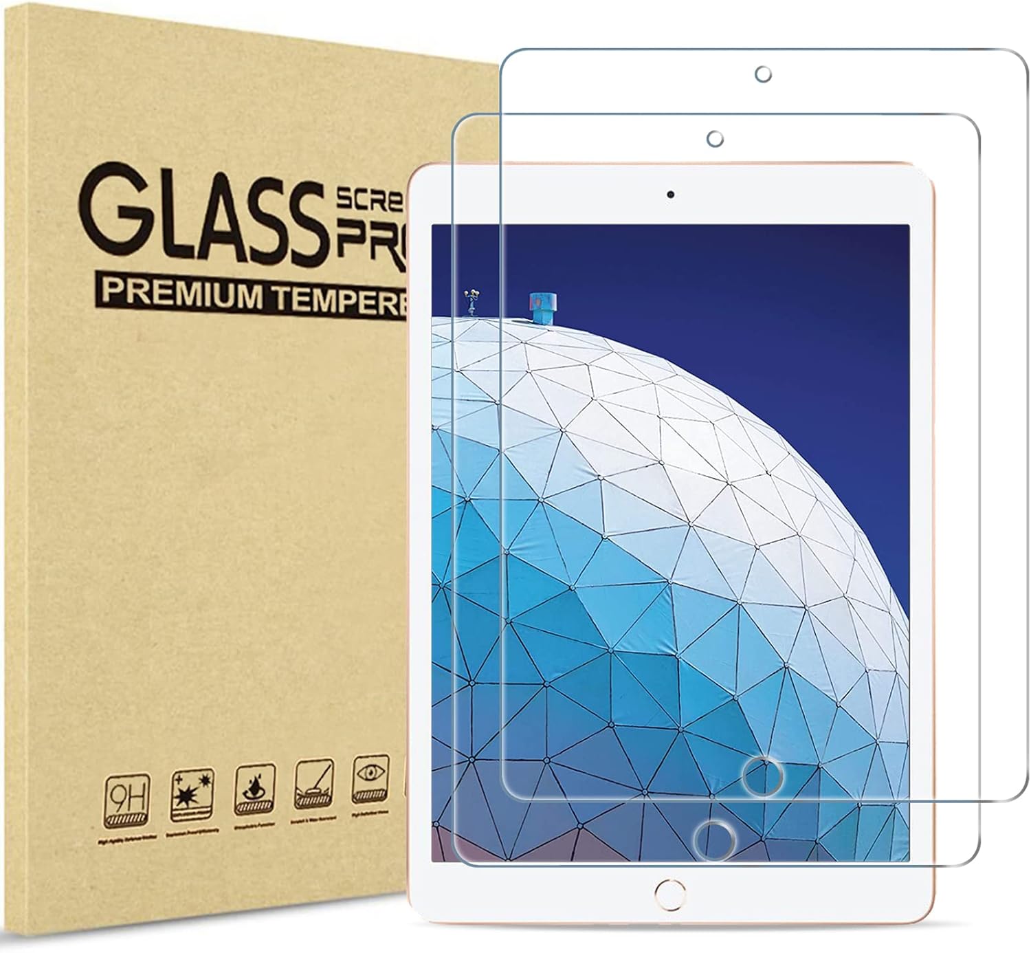 2 Pack for 10.5" iPad Air 3rd 2019 / iPad Pro 2017 Screen Protector, Tempered Glass Film Guard for iPad 10.5 Air 3 / iPad Pro 10.5 2017