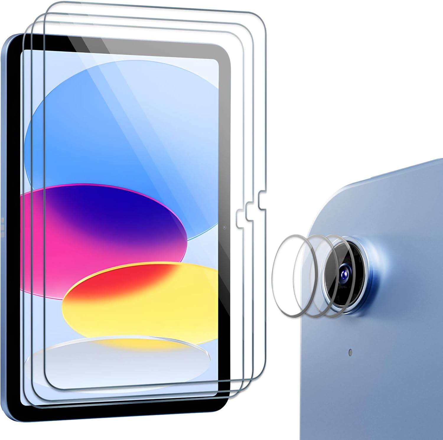 Tempered Screen Protector for iPad (A16) 11th 2025 / iPad 10th Generation with Camera Lens Protector, Protective Glass Film Guard for iPad 11"/10.9" 2025/2022