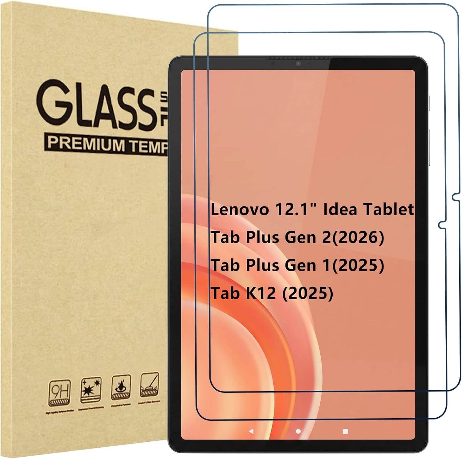 2-Pack Screen Protector for 12.1" Lenovo Tab Plus Gen 2 (2026) / Gen 1/ Tab K12 (2025)