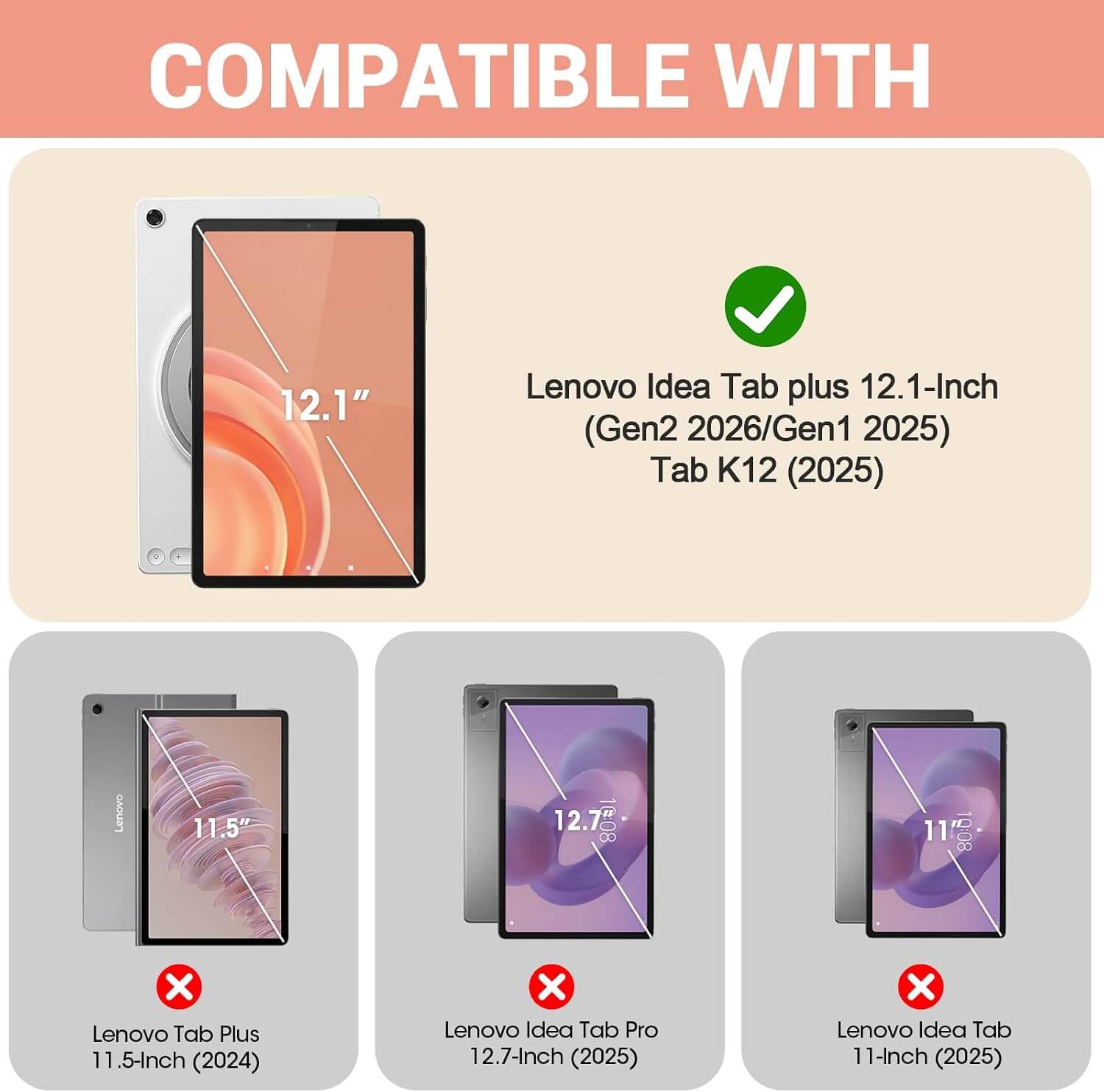 2-Pack Screen Protector for 12.1" Lenovo Tab Plus Gen 2 (2026) / Gen 1/ Tab K12 (2025)
