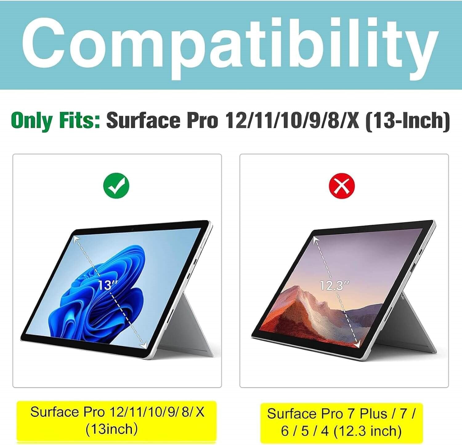 2 Pack Tempered Glass Protector for Surface Pro 12/11 /10/9 /8 /X | 9H Hardness 0.33mm Ultra Thin Tempered Glass Protector
