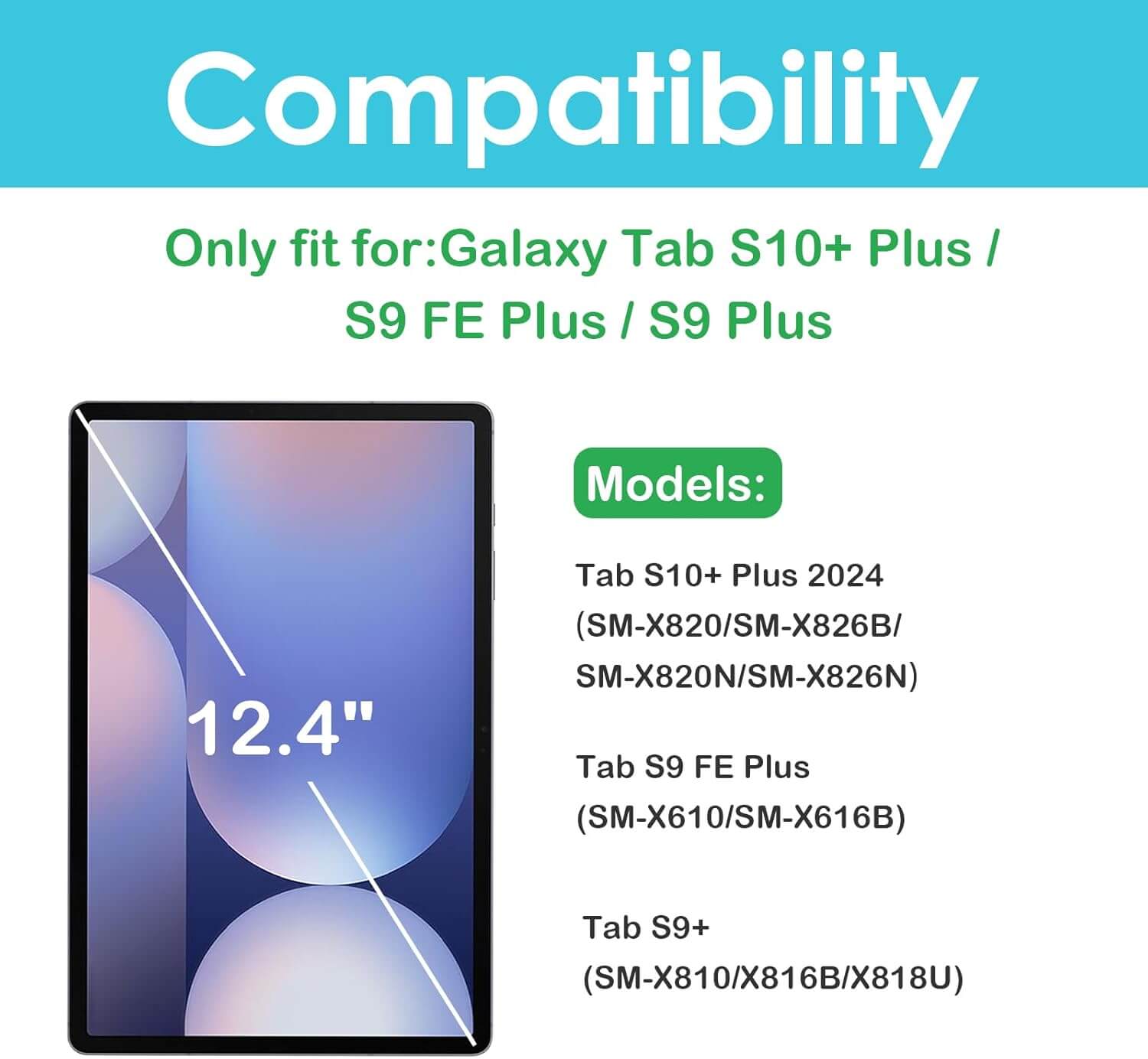 Galaxy Tab 12.4" S10 Plus/ S9 Plus/ S9 FE Plus HD Clear Tempered Glass Screen Protector