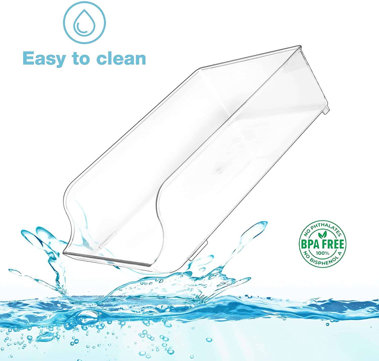 (2 Pack) Clear Plastic Water Bottle Storage Organizer Bin | Puricon