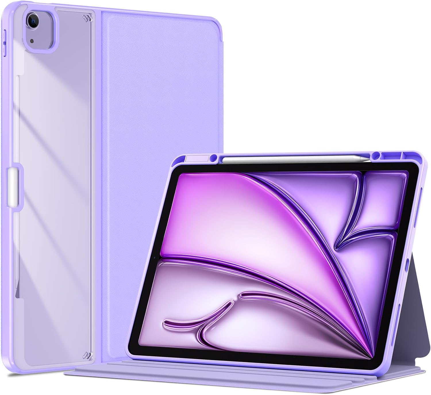 ProCase Transparent Back Folio Cover Case for iPad Air 13" Case M3/M2 & iPad Pro 12.9" 6th/5th/4th/3rd Gen Purple
