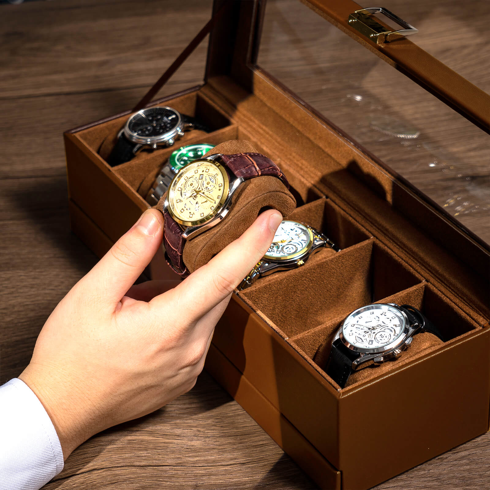 ProCase 2 Layer Watch Box Mens Jewelry Organizer Storage Holder