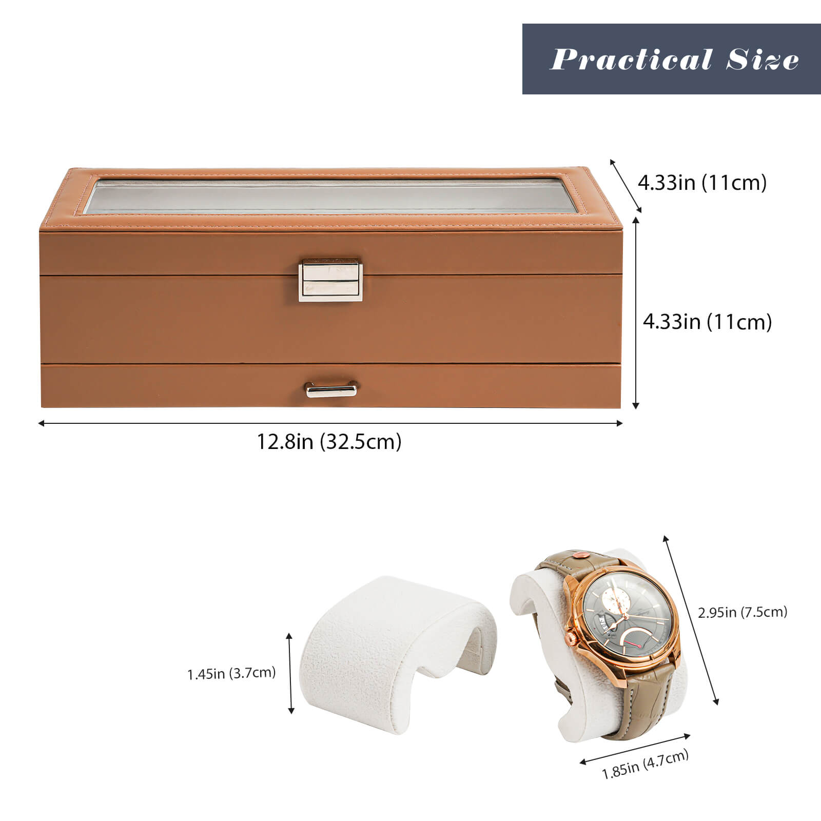  6 Slot Watches Display Case with Drawer