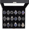 Watch Box Organizer, 18 Slot Watch Display Case With Glass Lid, Watch Storage Holder Mens Watch Case, Anniversary Birthday Christmas Gifts for Men Women