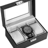 Watch Box Organizer, 3 Slot Watch Display Case With Glass Lid, Watch Storage Holder Mens Watch Case, Anniversary Birthday Christmas Gifts for Men Women