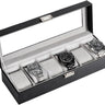 Watch Box Organizer, 6 Slot Watch Display Case With Glass Lid, Watch Storage Holder Mens Watch Case, Anniversary Birthday Christmas Gifts for Men Women