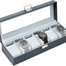 Watch Box Organizer, 6 Slot Watch Display Case With Glass Lid, Watch Storage Holder Mens Watch Case, Anniversary Birthday Christmas Gifts for Men Women
