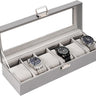 Watch Box Organizer, 6 Slot Watch Display Case With Glass Lid, Watch Storage Holder Mens Watch Case, Anniversary Birthday Christmas Gifts for Men Women