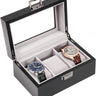 Wooden Watch Box for Men, 3 Slot Watch Display Case Mens Watch Box Organizer, Wood Watch Case for Men Watch Storage, Watch Holder Organizer with Glass Lid, black
