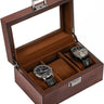Wooden Watch Box for Men, 3 Slot Watch Display Case Mens Watch Box Organizer, Wood Watch Case for Men Watch Storage, Watch Holder Organizer with Glass Lid, brown