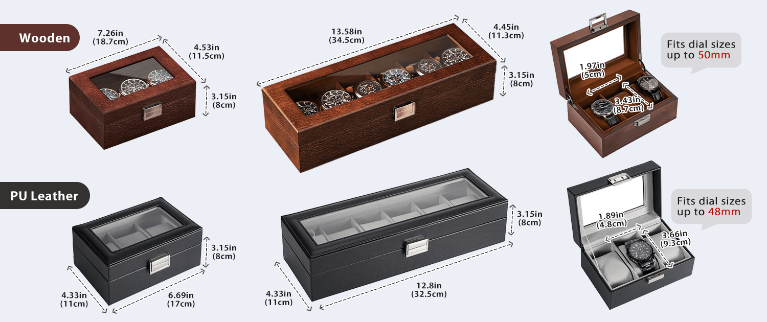Wooden Watch Box for Men, Fathers Day Gift for Dad,Watch Display Case Mens Watch Box Organizer, Wood Watch Case for Men Watch Storage, Watch Holder Organizer with Glass Lid