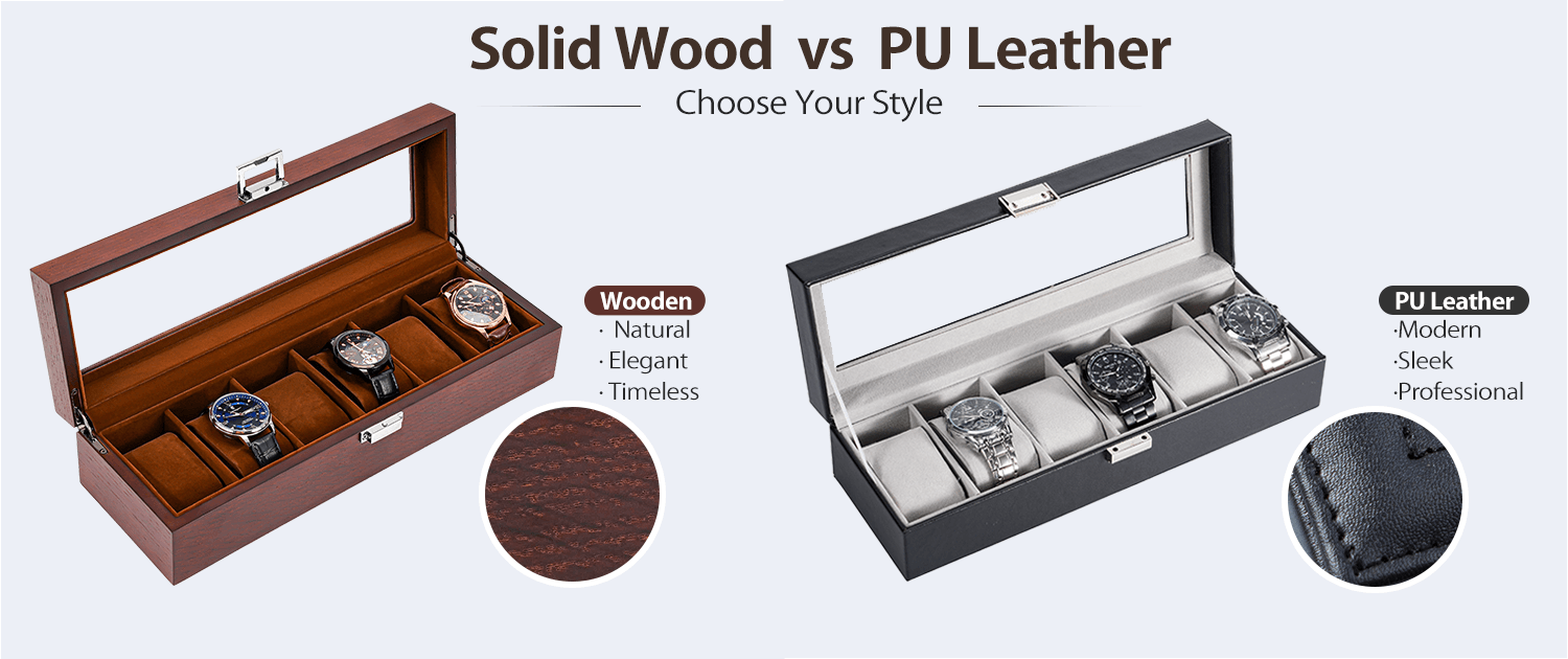 Wooden Watch Box for Men, Fathers Day Gift for Dad,Watch Display Case Mens Watch Box Organizer, Wood Watch Case for Men Watch Storage, Watch Holder Organizer with Glass Lid