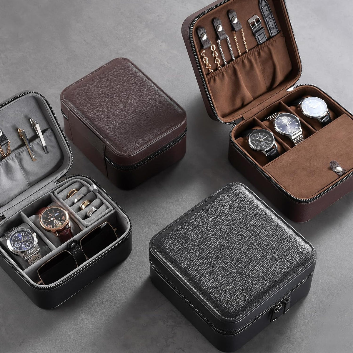 ProCase travel watch case for men with PU leather storage for watches and jewelry