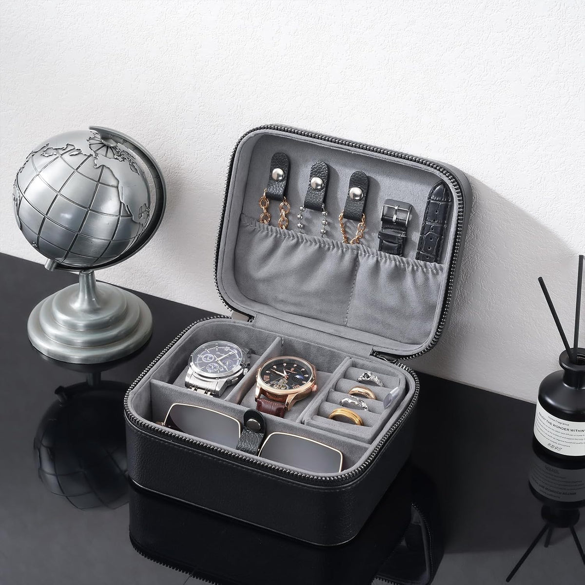 ProCase travel watch case for men with PU leather storage for watches and jewelry