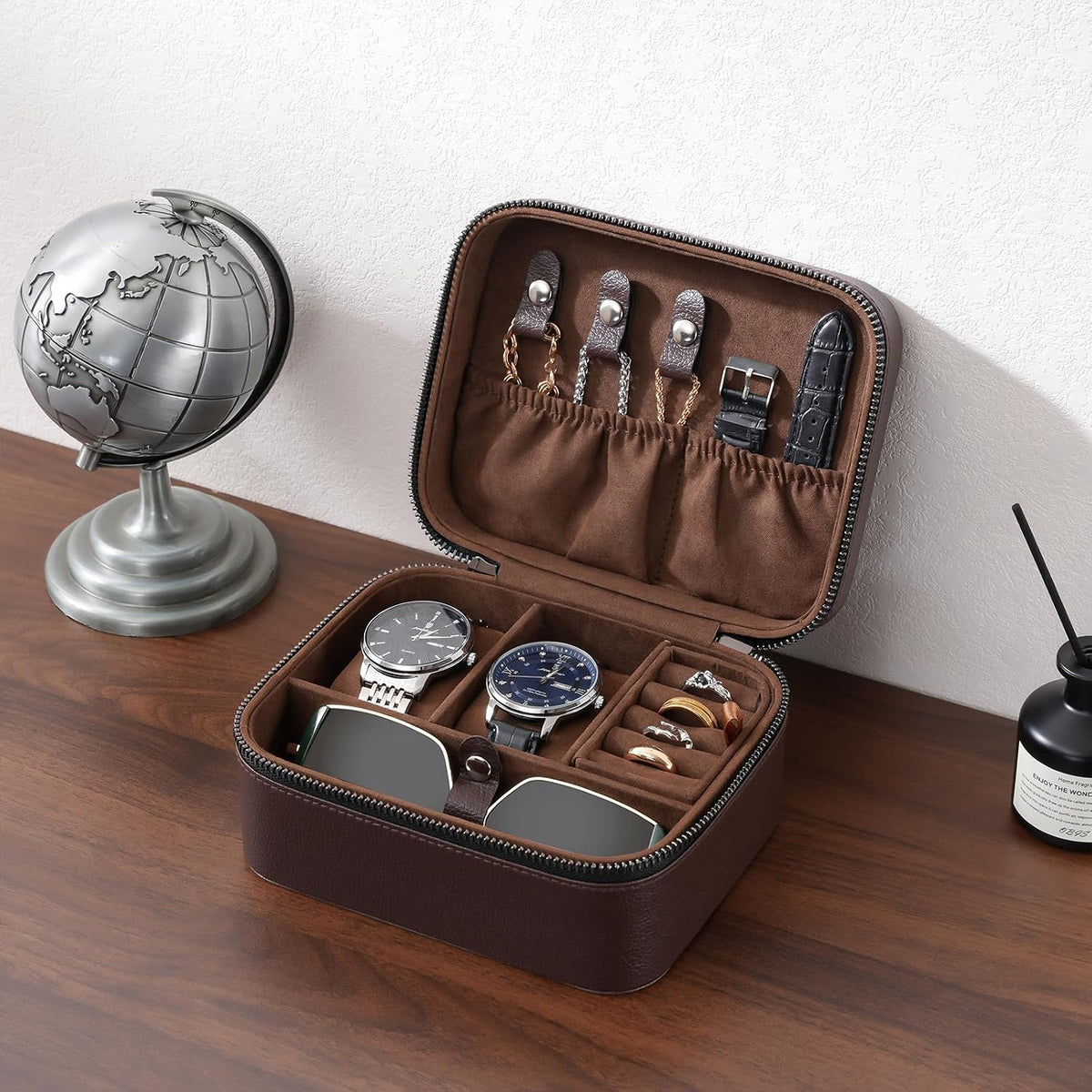 ProCase travel watch case for men with PU leather storage for watches and jewelry