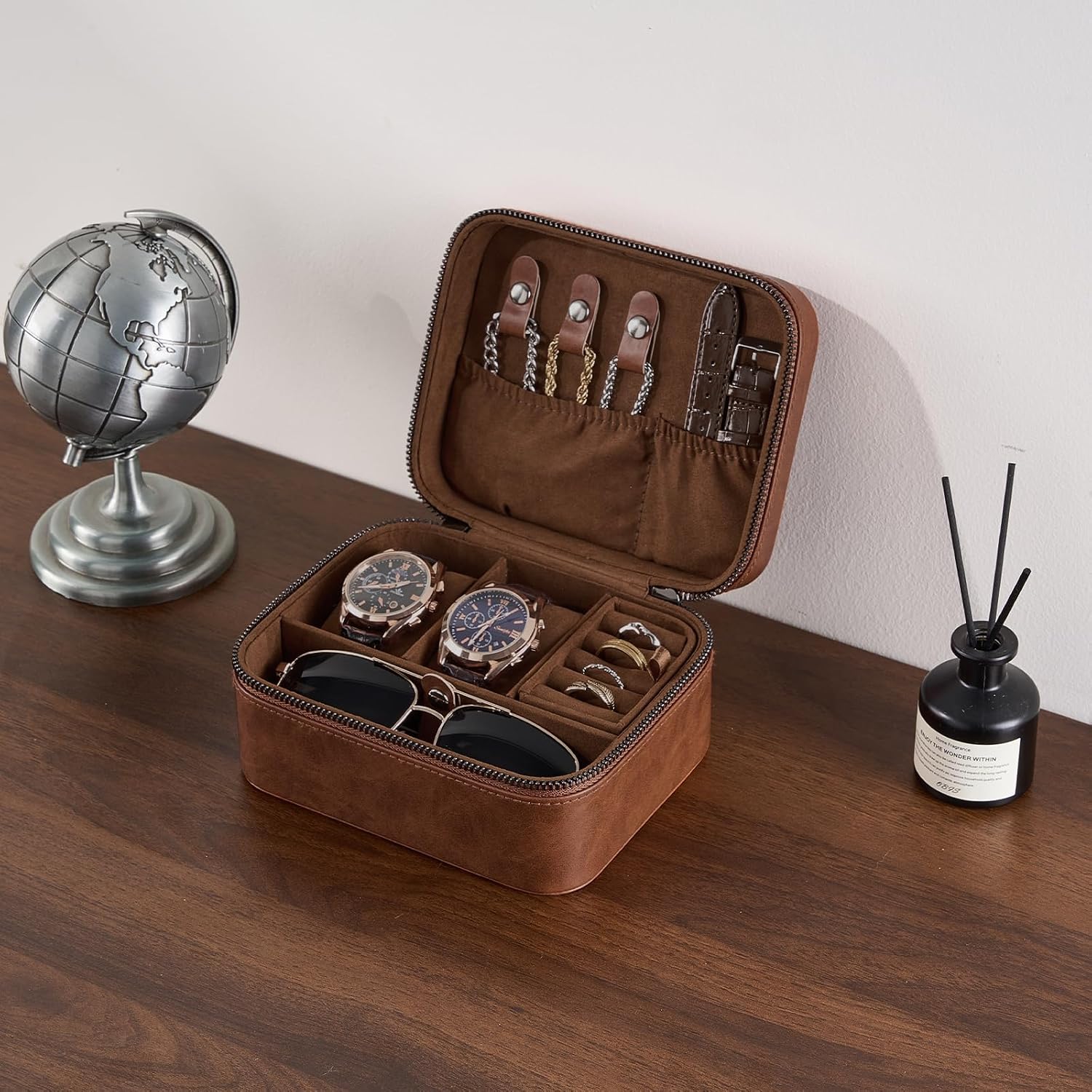 ProCase travel watch case for men with PU leather storage for watches and jewelry