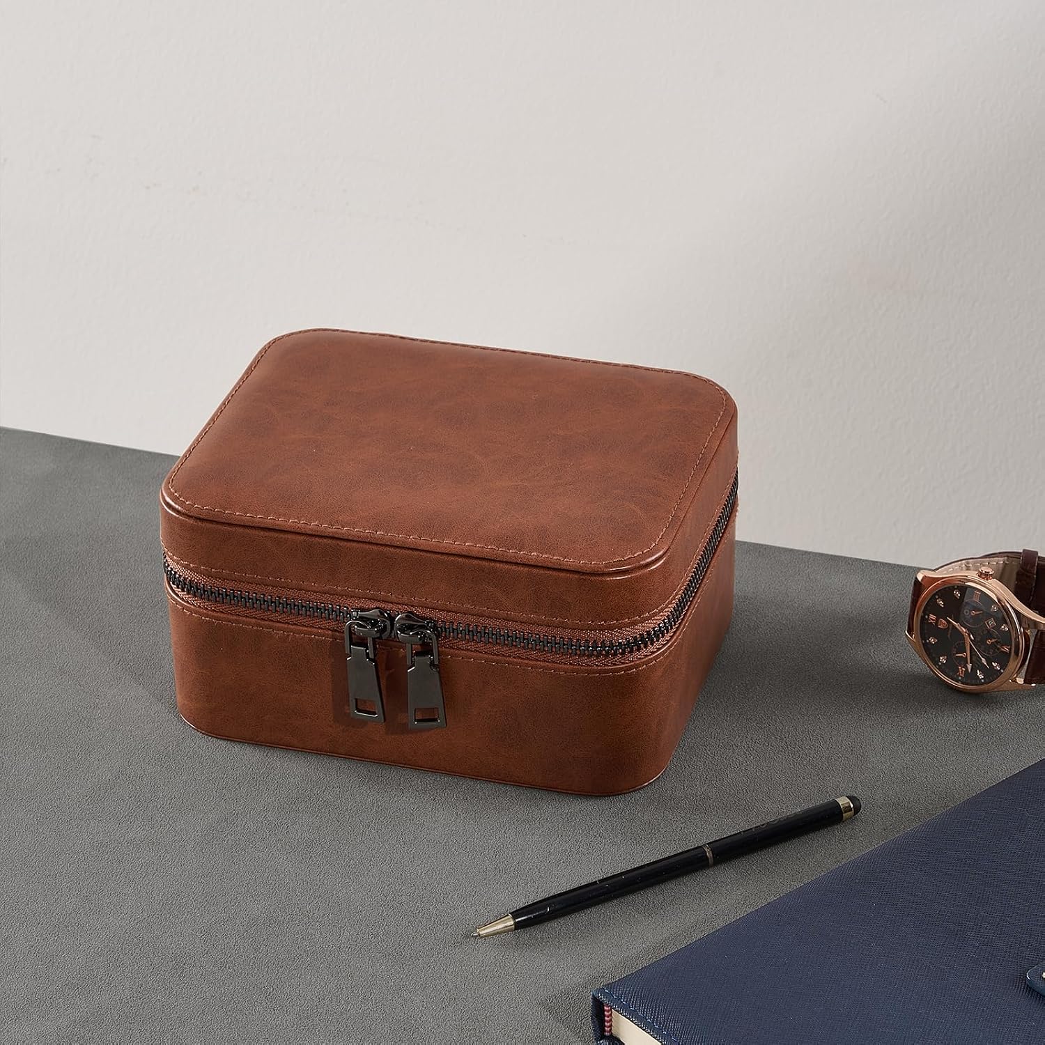 ProCase travel watch case for men with PU leather storage for watches and jewelry