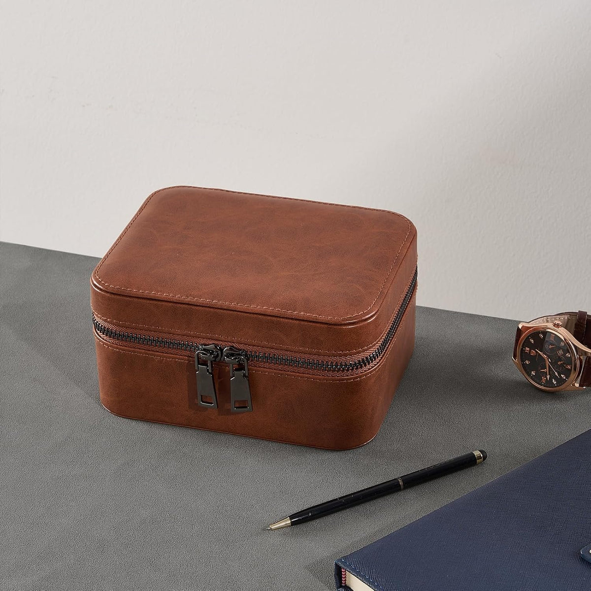 ProCase travel watch case for men with PU leather storage for watches and jewelry