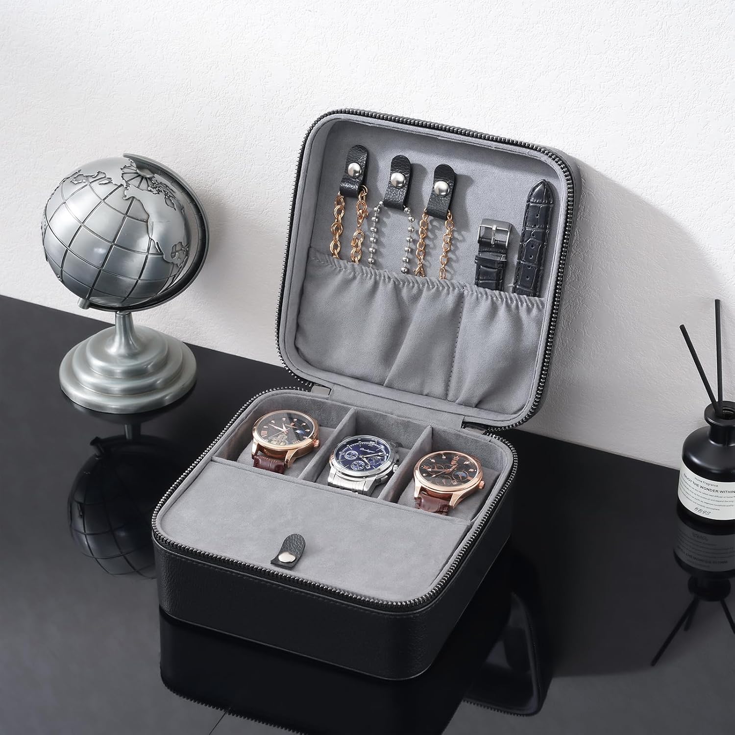 ProCase travel watch case for men with PU leather storage for watches and jewelry