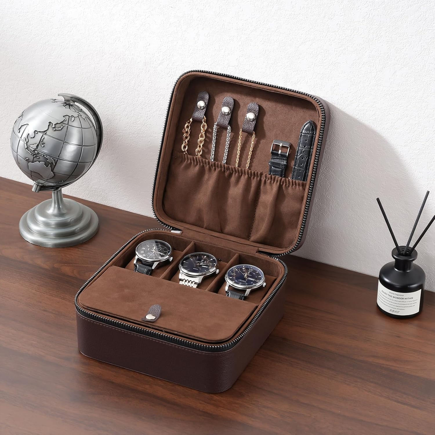 ProCase travel watch case for men with PU leather storage for watches and jewelry