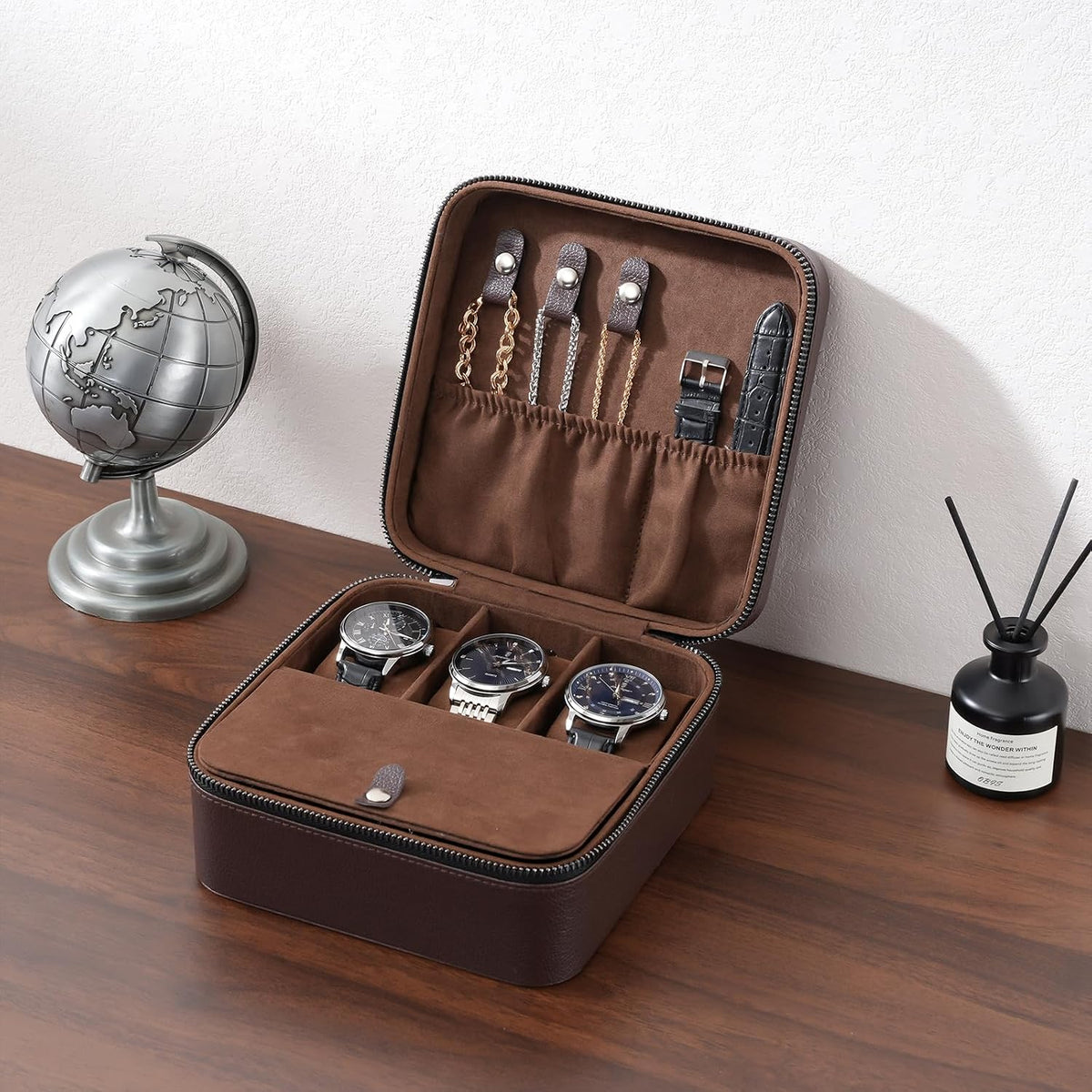 ProCase travel watch case for men with PU leather storage for watches and jewelry