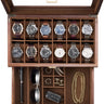 Wooden Watch Case, 12 Slot Mens Watch Box with Drawer, 2-Layer Mens Jewelry Box Storage Holder Organizer Display Case, Anniversary Birthday Christmas Gifts for Men Women
