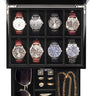 Wooden Watch Case, 8 Slot Mens Watch Box with Drawer, 2-Layer Mens Jewelry Box Storage Holder Organizer Display Case, Anniversary Birthday Christmas Gifts for Men Women