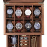 Wooden Watch Case, 8 Slot Mens Watch Box with Drawer, 2-Layer Mens Jewelry Box Storage Holder Organizer Display Case, Anniversary Birthday Christmas Gifts for Men Women