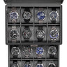 Watch Box for Men, Jewelry Organizer Box with Drawer, Display Storage Case with Glass Lid, black