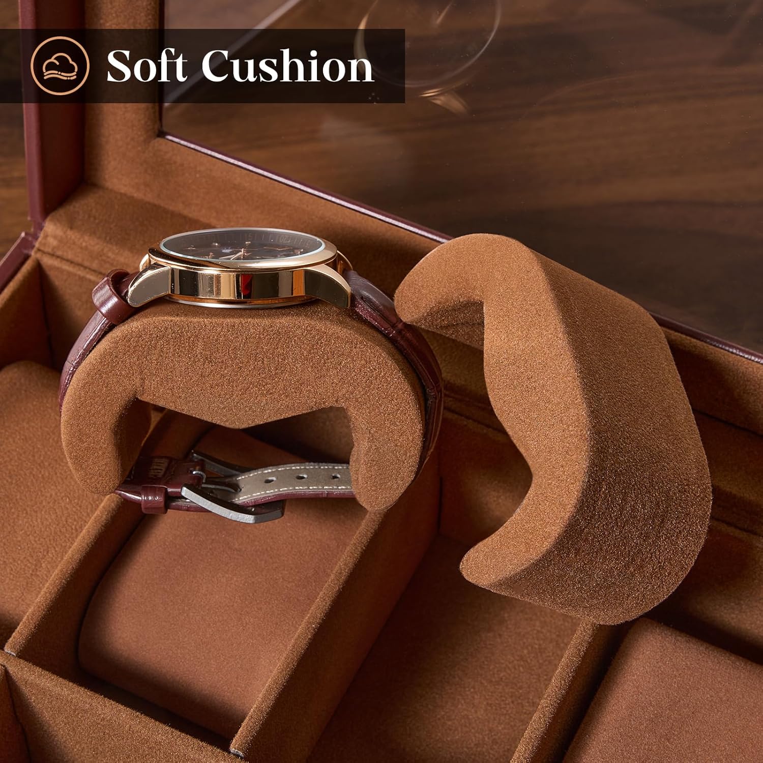 Watch Case, 8 Slot Mens Watch Box Holder Organizer with Glass Lid, 2-Layer Watches Display Case, Mens Jewelry Box with Drawer, Birthday Christmas Gifts for Men Women