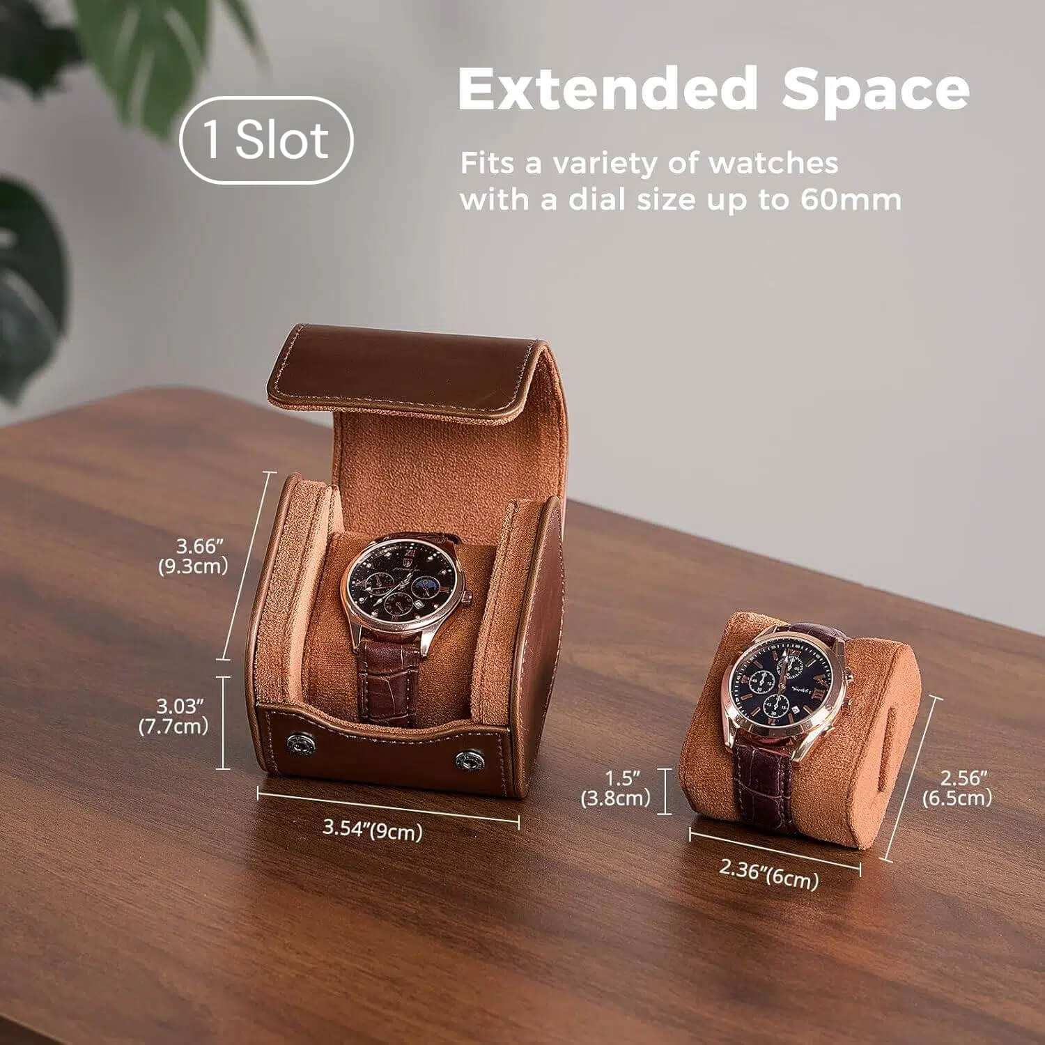 PU Leather Watch Roll Box for Men, Portable Watch Holder Organizer