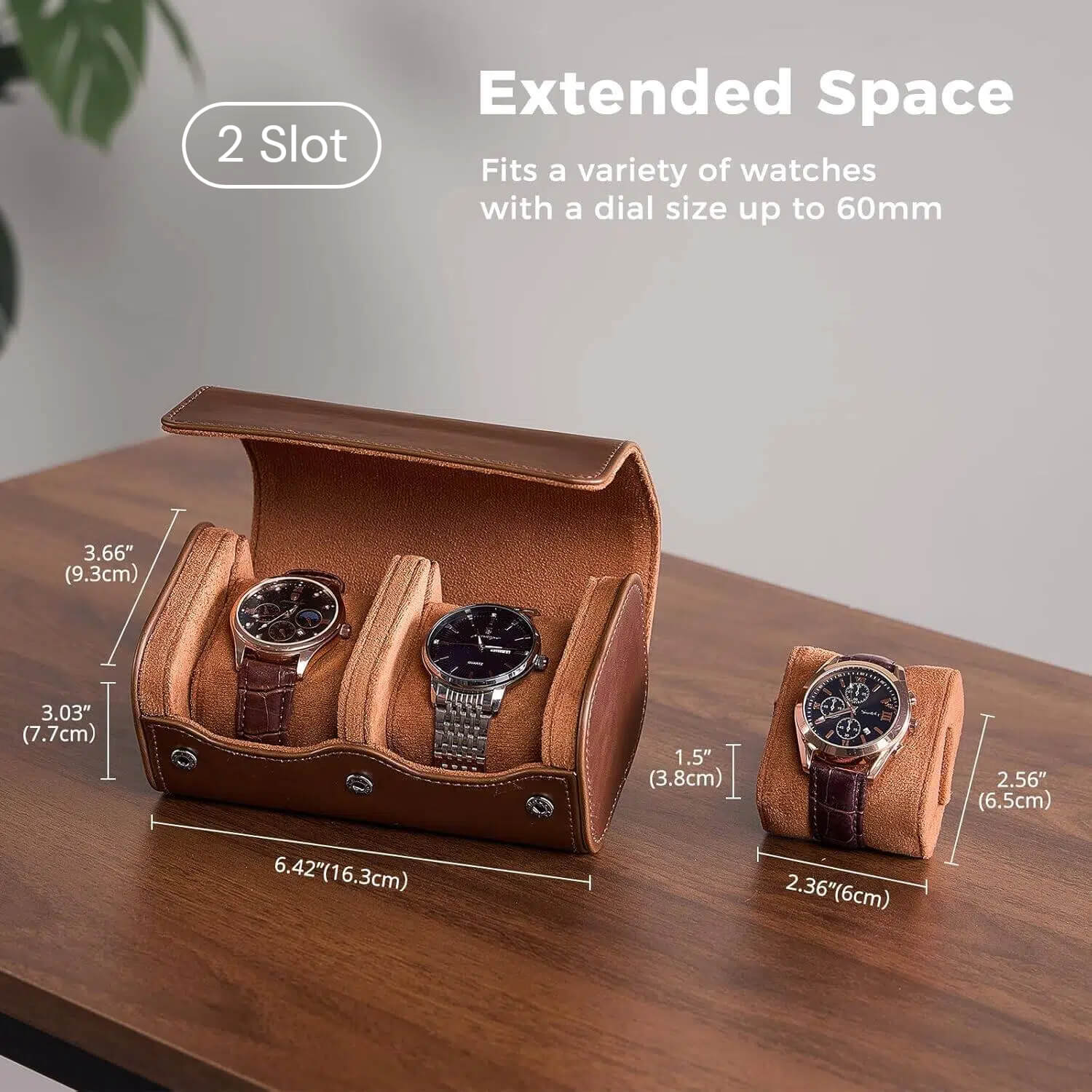 PU Leather Watch Roll Box for Men, Portable Watch Holder Organizer