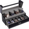 Watch Case for Men, 10 Slot Watch Display Stand with Acrylic Lid, Watch Display Case with Drawer, 2-Layer Mens Watch Box, Watch Holder Organizer for Men Women,black