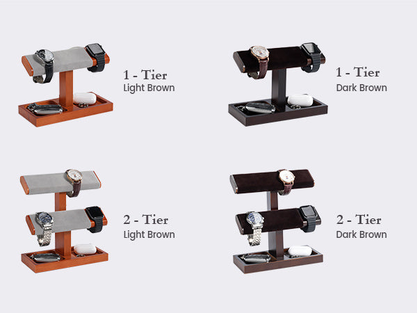 Wood Watch Display Stand Holder for Men, Wristwatch Tower with T-Bar Design, Hanging Watch Rack, Wooden Wrist Watch Tree