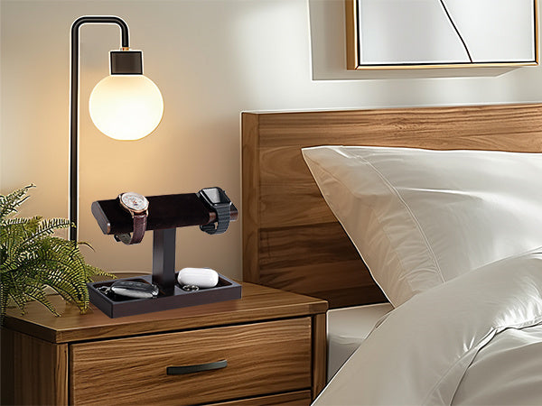 Wood Watch Display Stand Holder for Men, Wristwatch Tower with T-Bar Design, Hanging Watch Rack, Wooden Wrist Watch Tree