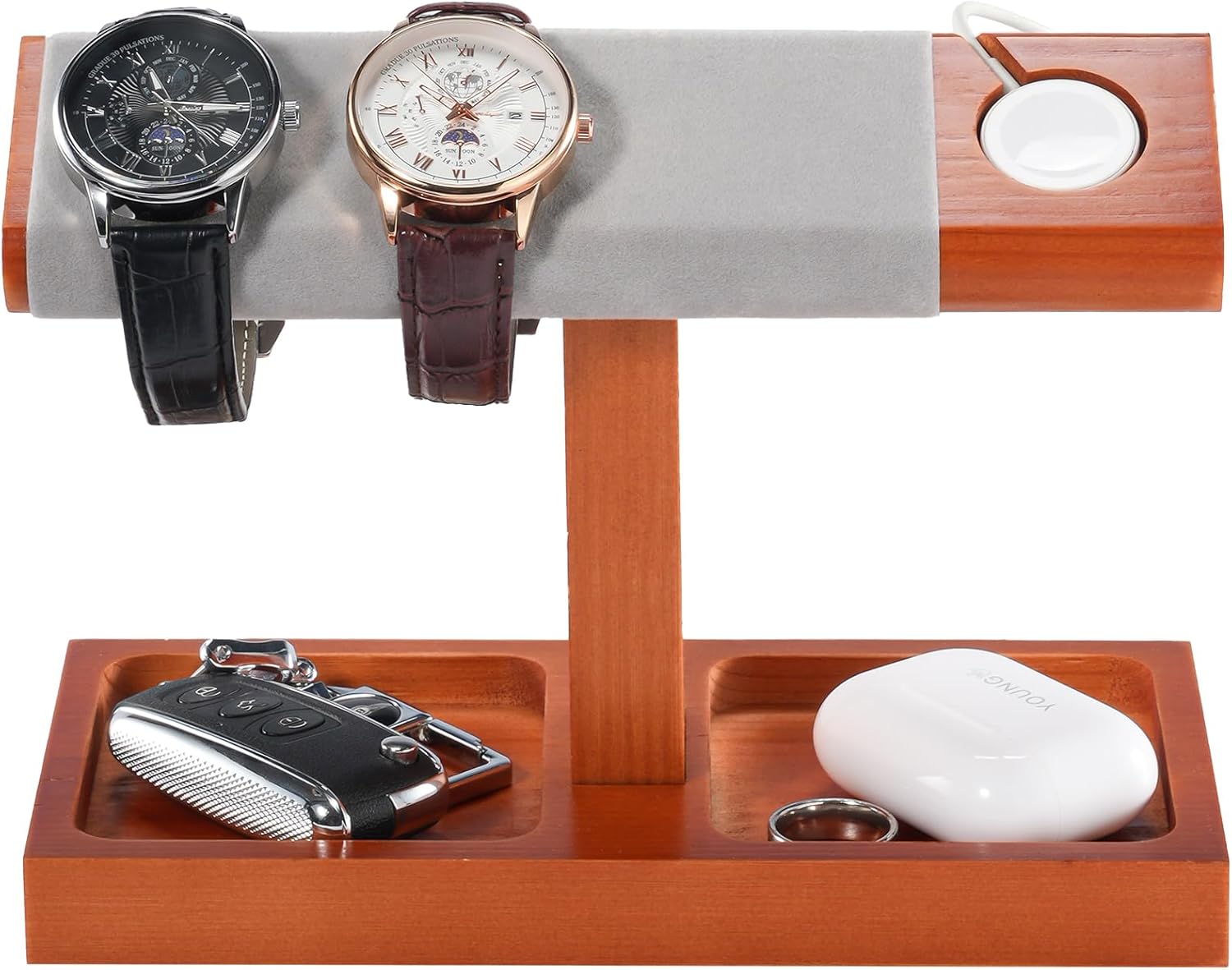 Wood Watch Display Stand Holder for Men, Wristwatch Tower with T-Bar Design, Hanging Watch Rack, Wooden Wrist Watch Tree