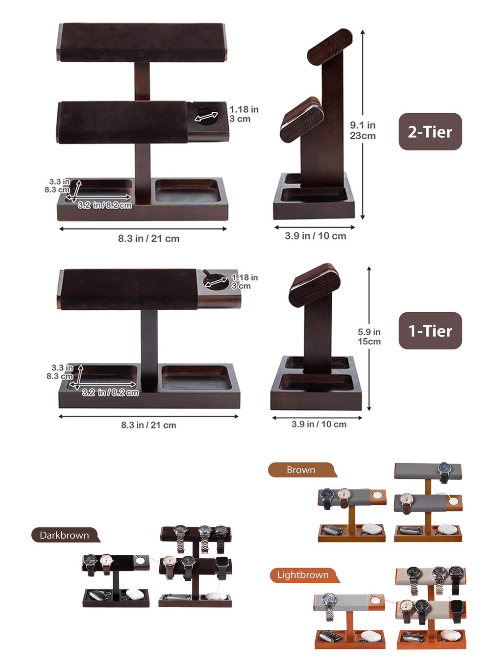 Wood Watch Display Stand Holder for Men