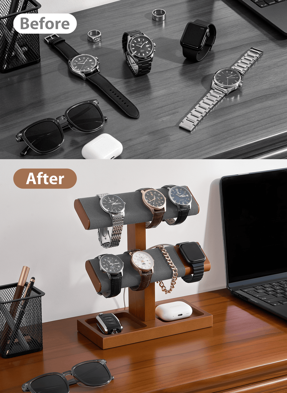 Wood Watch Display Stand Holder for Men