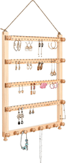 4-Layers Natural Wood Hanging Earring Holder with 72 Holes | Lolalet