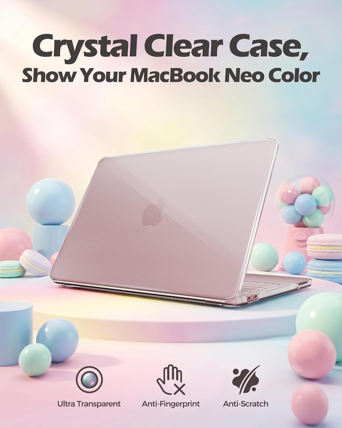 Clear Case for MacBook Neo 13 Inch 2026 with Keyboard Cover & 50 PCS Stickers