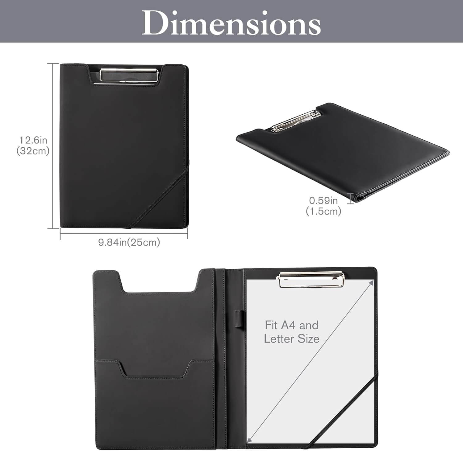 ProCase Leather Business Padfolio Clipboard Folder Black