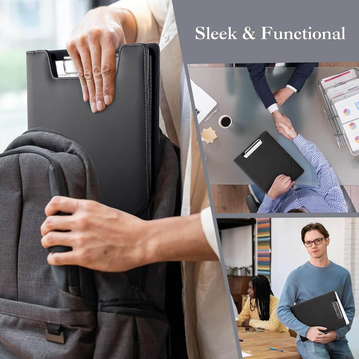 ProCase Leather Business Padfolio Clipboard Folder Black