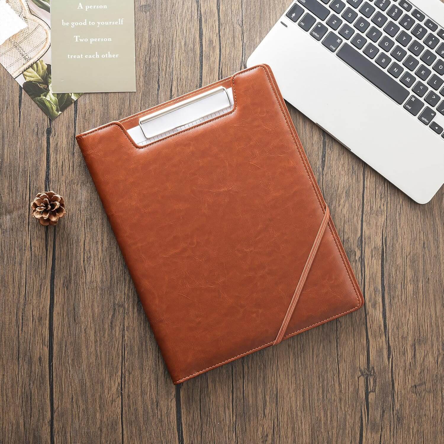 ProCase Leather Business Padfolio Clipboard Folder Brown