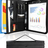 Portfolio Business Padfolio Folder with Handle and Zipper, Conference Meeting Executive File Legal Document Organizer with Pockets Letter Size A4 Writing Pad Notepad Padfolio -Allblack
