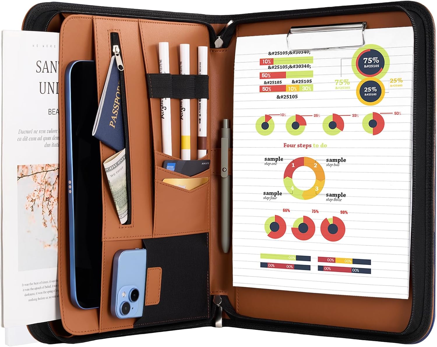 Portfolio Business Padfolio Folder with Zipper