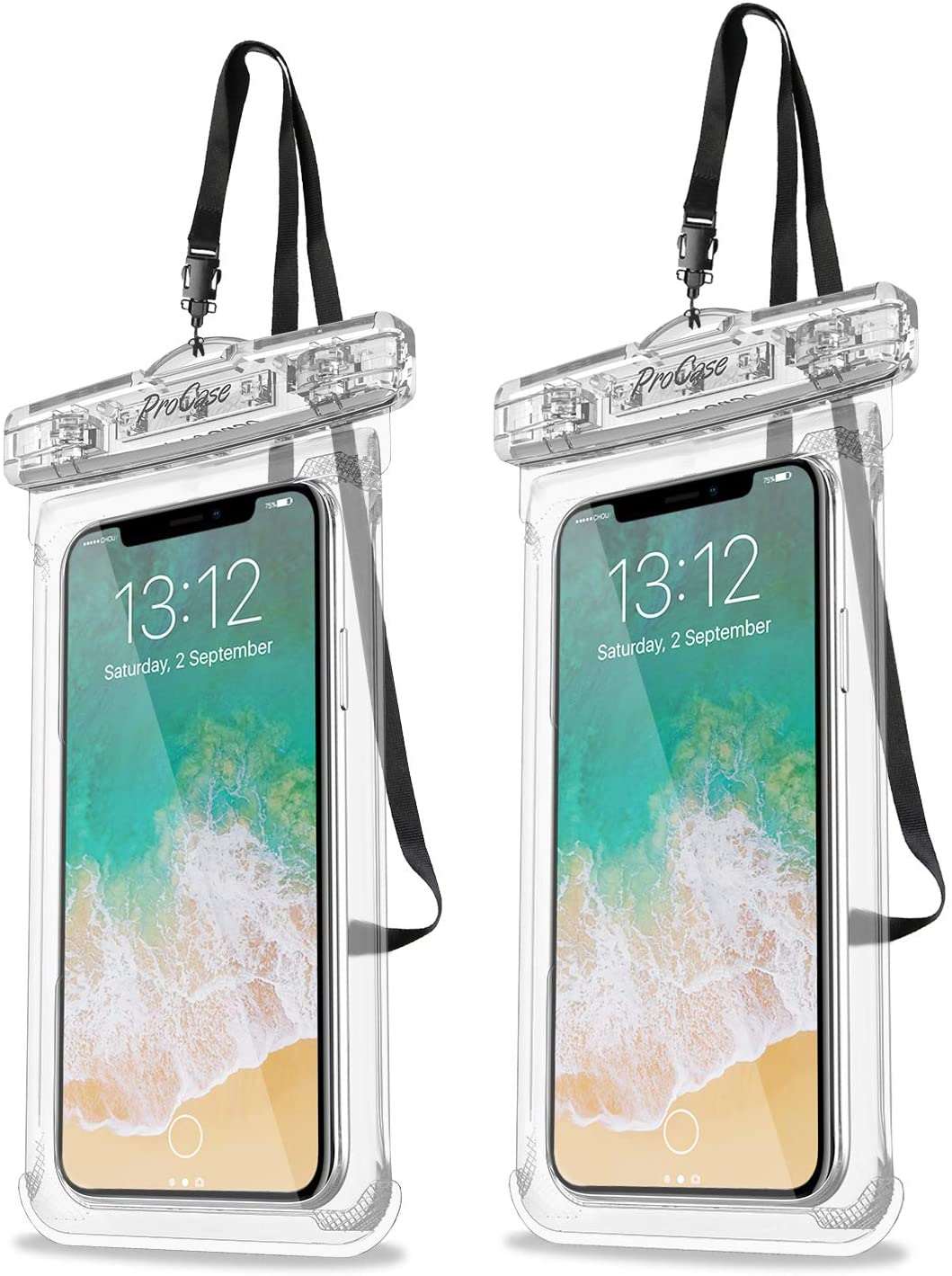 Universal Waterproof Pouch Phone Dry Bag - 2 Pack | ProCase clear