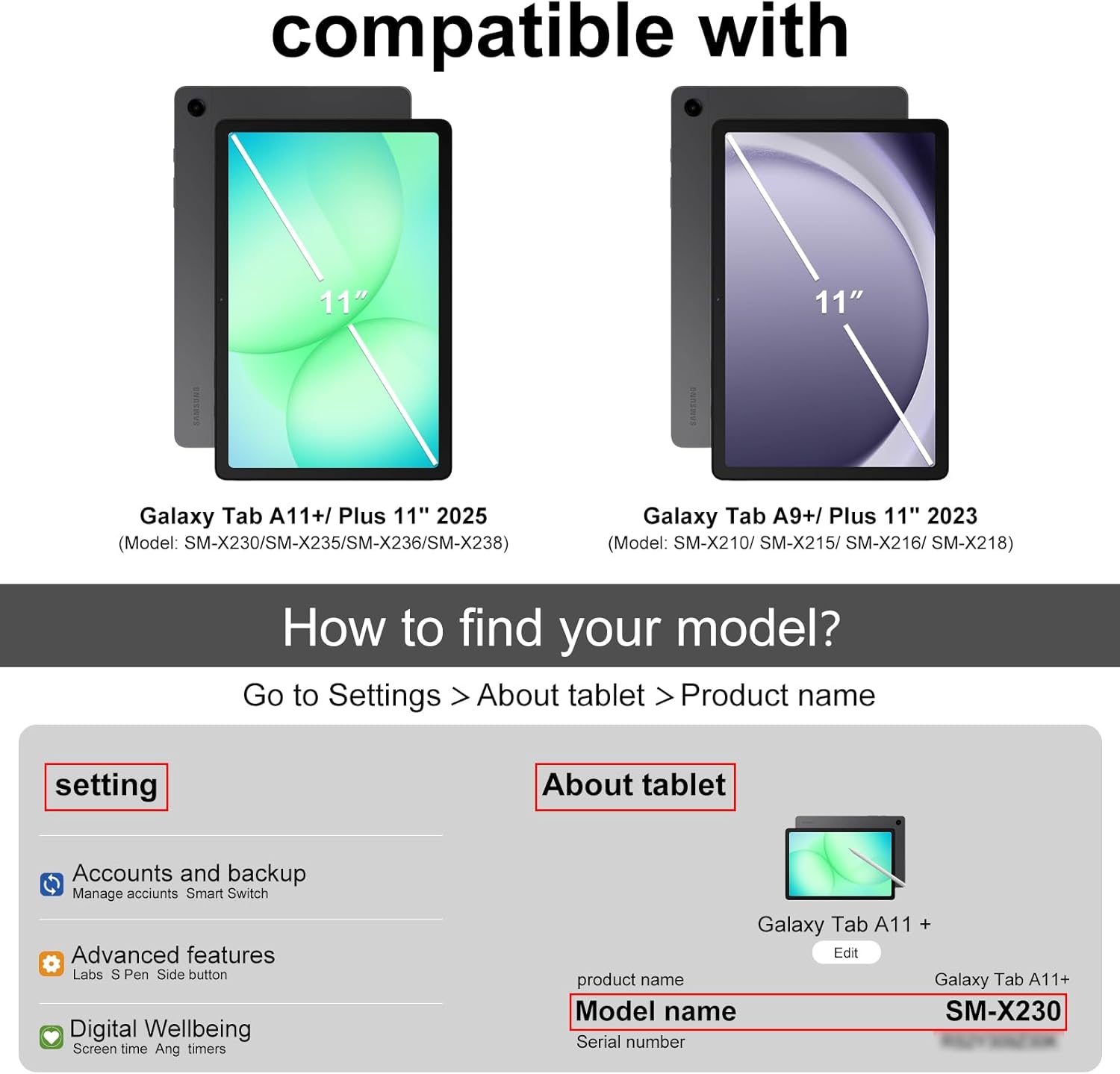 Galaxy Tab A11+ Plus/A9+ Plus 11 Inch Tablet Case